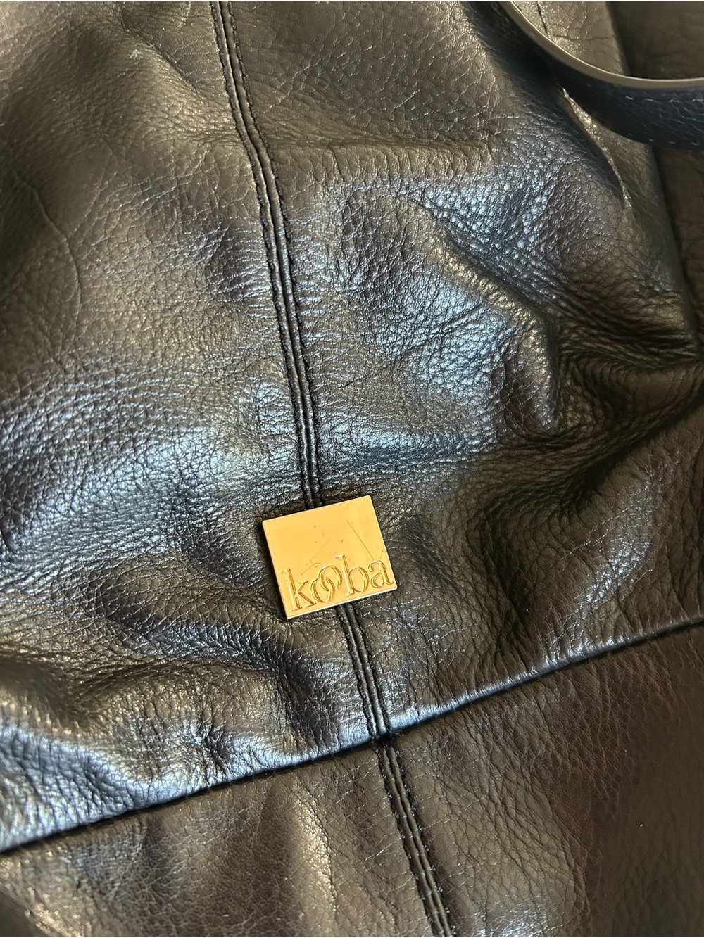 Kooba Black Pebble Leather Medium Sized Backpack with Gold Hardware - Picture 4 of 8